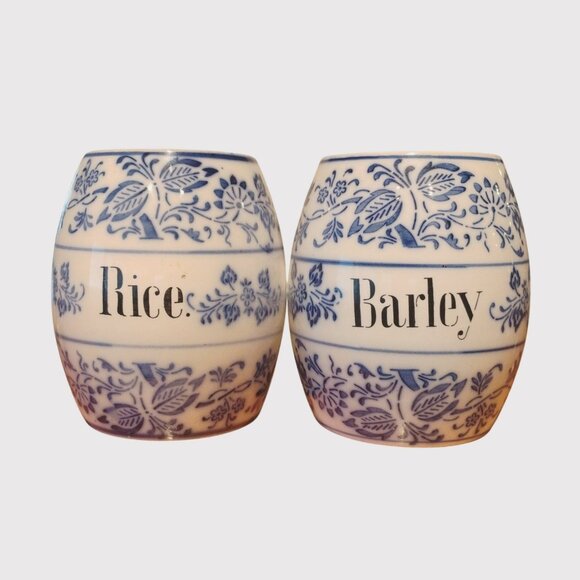 Germany Other - Vintage Germany Porcelain Blue Onion Rice & Barley Canisters No Lids Set of 2